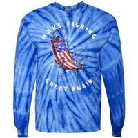 Patriotic Fishing Art Make Fishing Great Again American Flag Gift Tie-Dye Long Sleeve Shirt