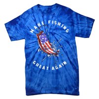 Patriotic Fishing Art Make Fishing Great Again American Flag Gift Tie-Dye T-Shirt