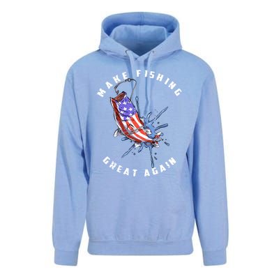 Patriotic Fishing Art Make Fishing Great Again American Flag Gift Unisex Surf Hoodie