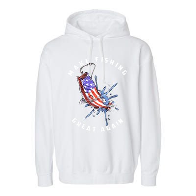 Patriotic Fishing Art Make Fishing Great Again American Flag Gift Garment-Dyed Fleece Hoodie