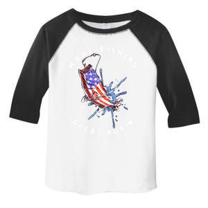 Patriotic Fishing Art Make Fishing Great Again American Flag Gift Toddler Fine Jersey T-Shirt