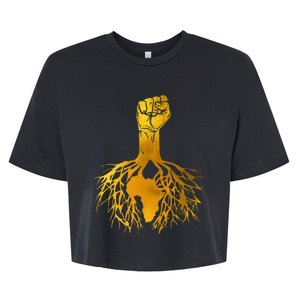 Power Fist Africa Roots Black History Pride Gold Silhouette Bella+Canvas Jersey Crop Tee