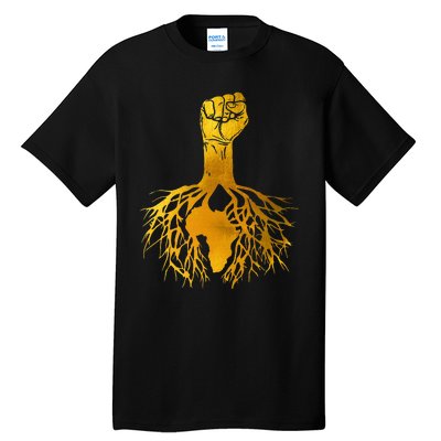 Power Fist Africa Roots Black History Pride Gold Silhouette Tall T-Shirt