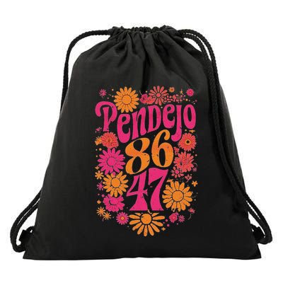Pendejo Floral Anti Trump 8647 Protest Drawstring Bag