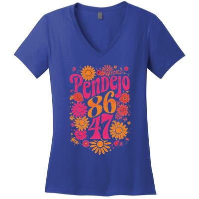 Pendejo Floral Anti Trump 8647 Protest Women's V-Neck T-Shirt