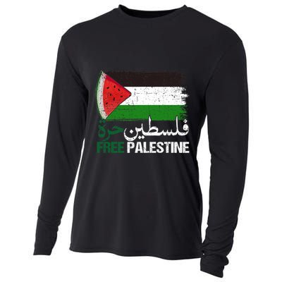Palestine Free Arabic Free Gaza Watermelon Palestine Flag Cooling Performance Long Sleeve Crew