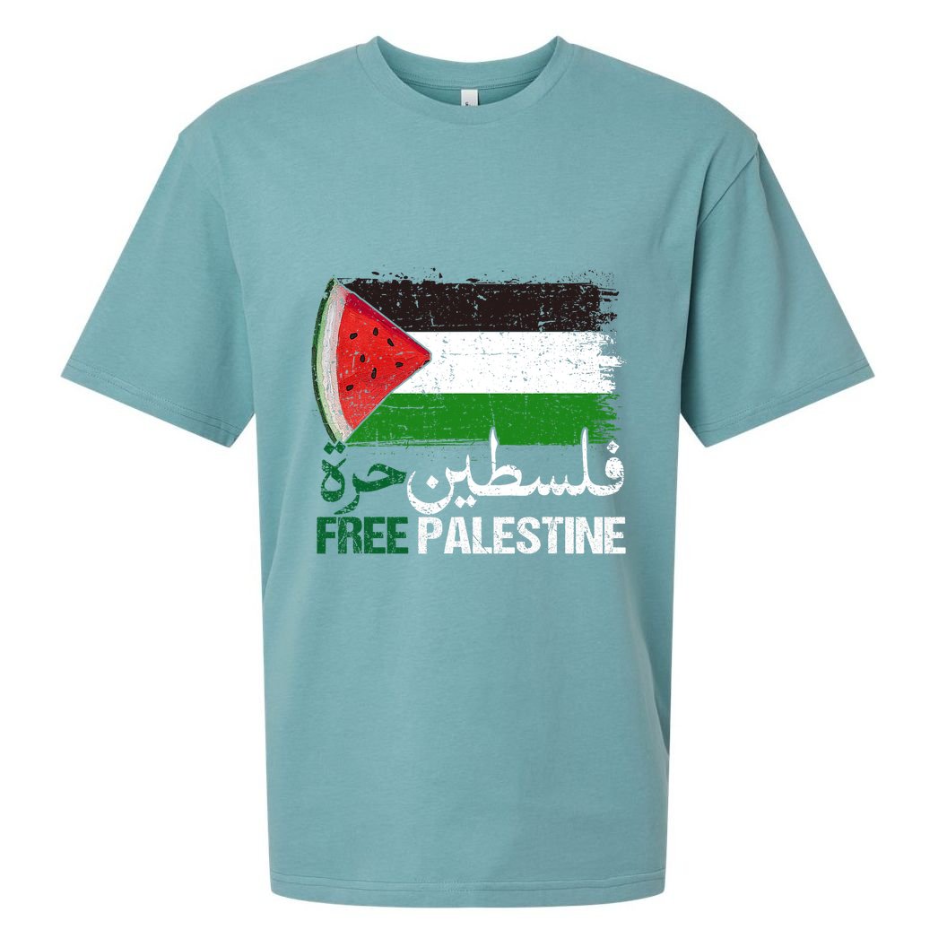 Palestine Free Arabic Free Gaza Watermelon Palestine Flag Sueded Cloud Jersey T-Shirt