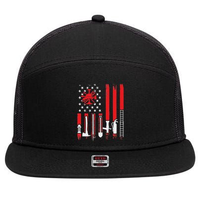 Patriotic Fireman American Flag Firefighter 7 Panel Mesh Trucker Snapback Hat