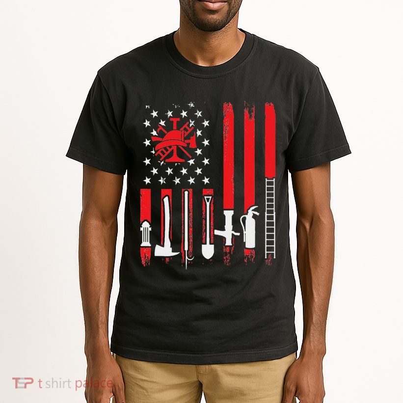 Patriotic Fireman American Flag Firefighter Tall T-Shirt