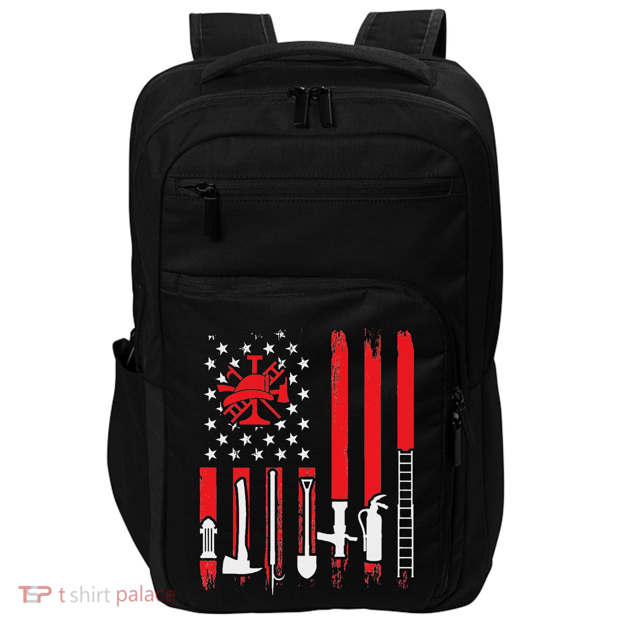 Patriotic Fireman American Flag Firefighter Impact Tech Backpack