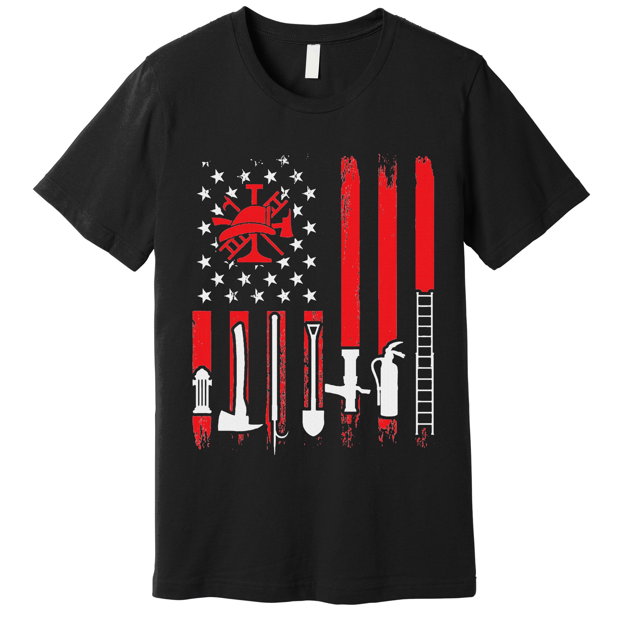 Patriotic Fireman American Flag Firefighter Premium T-Shirt