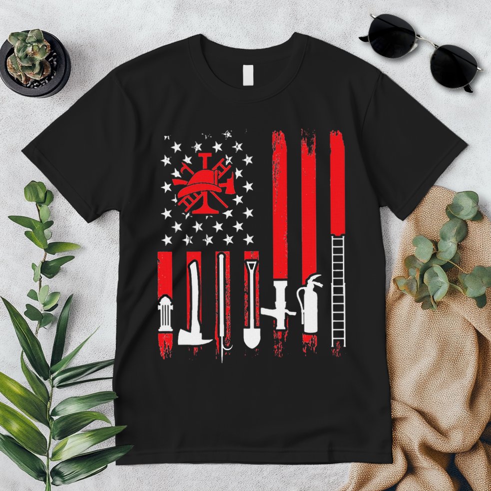 Patriotic Fireman American Flag Firefighter Premium T-Shirt
