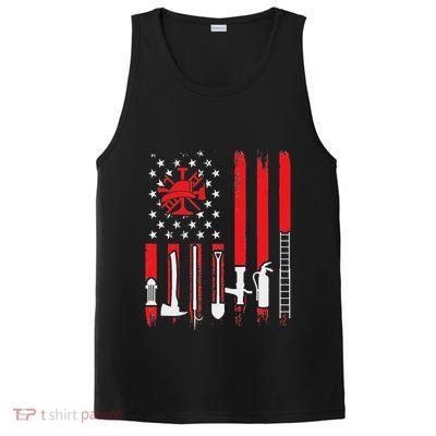 Patriotic Fireman American Flag Firefighter PosiCharge Competitor Tank