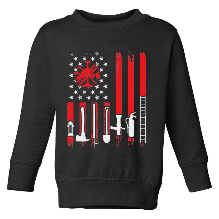 Patriotic Fireman American Flag Firefighter Toddler Sweatshirt