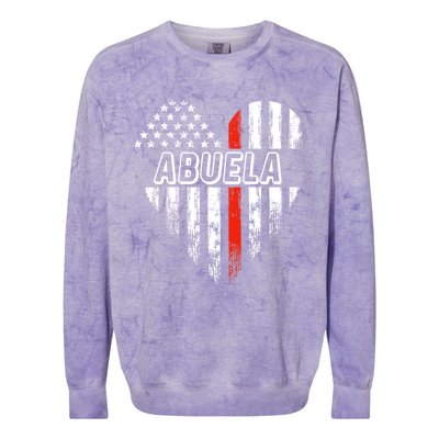 Proud Firefighter Abuela American Flag Heart Funny Gift Colorblast Crewneck Sweatshirt