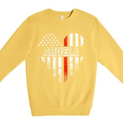 Proud Firefighter Abuela American Flag Heart Funny Gift Premium Crewneck Sweatshirt