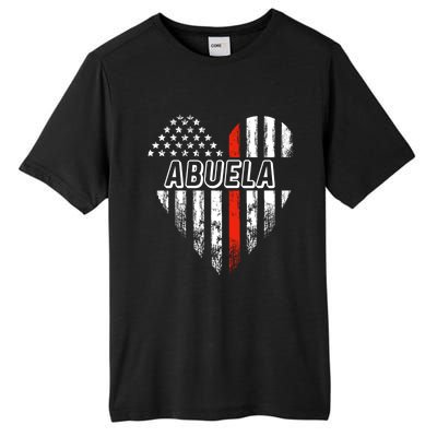 Proud Firefighter Abuela American Flag Heart Funny Gift Tall Fusion ChromaSoft Performance T-Shirt