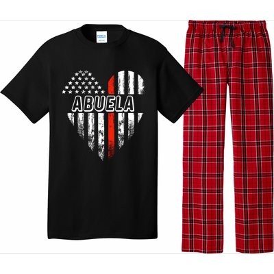 Proud Firefighter Abuela American Flag Heart Funny Gift Pajama Set