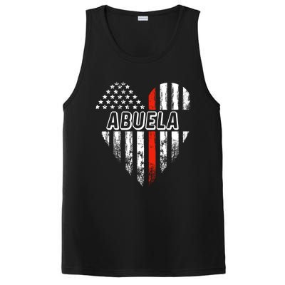 Proud Firefighter Abuela American Flag Heart Funny Gift PosiCharge Competitor Tank