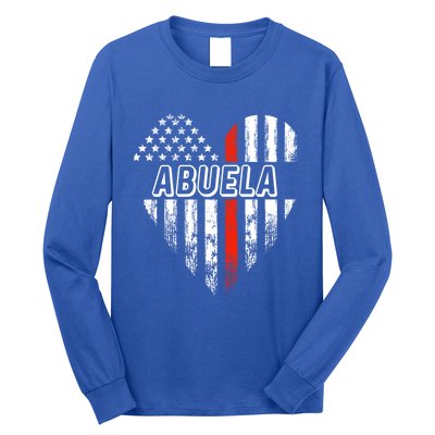 Proud Firefighter Abuela American Flag Heart Funny Gift Long Sleeve Shirt