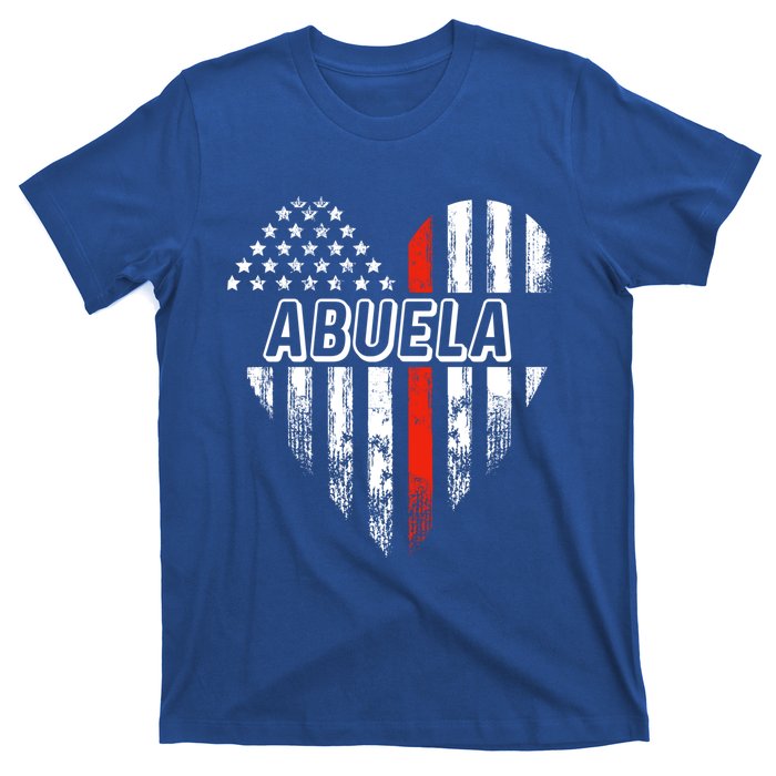 Proud Firefighter Abuela American Flag Heart Funny Gift T-Shirt