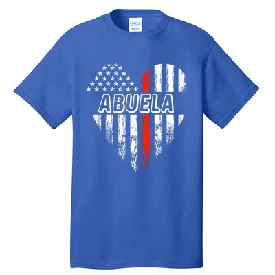 Proud Firefighter Abuela American Flag Heart Funny Gift Tall T-Shirt