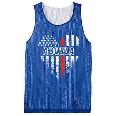 Proud Firefighter Abuela American Flag Heart Funny Gift Mesh Reversible Basketball Jersey Tank