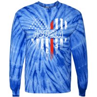 Proud Firefighter Abuela American Flag Heart Funny Gift Tie-Dye Long Sleeve Shirt