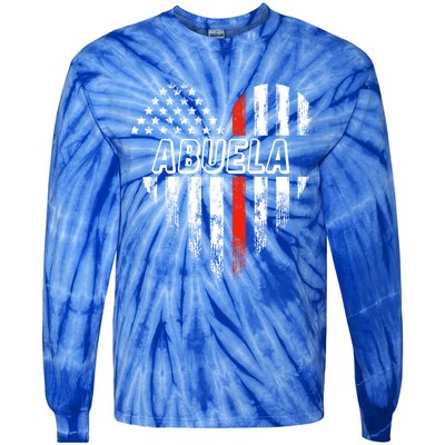 Proud Firefighter Abuela American Flag Heart Funny Gift Tie-Dye Long Sleeve Shirt