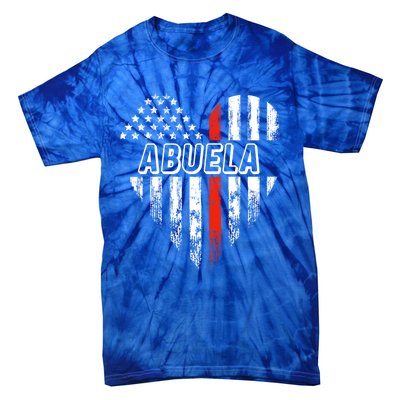 Proud Firefighter Abuela American Flag Heart Funny Gift Tie-Dye T-Shirt