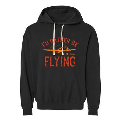 Pilot Flying Aviator Flight Airplane Lovers Aviation Garment-Dyed Fleece Hoodie