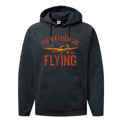 Pilot Flying Aviator Flight Airplane Lovers Aviation Performance Fleece Hoodie