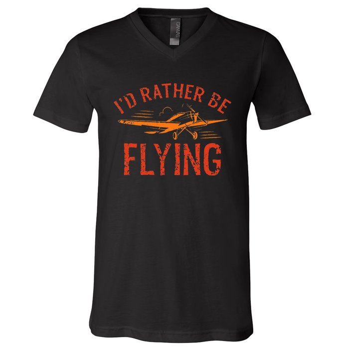 Pilot Flying Aviator Flight Airplane Lovers Aviation V-Neck T-Shirt