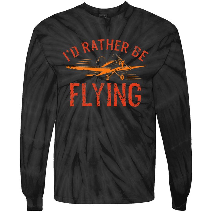 Pilot Flying Aviator Flight Airplane Lovers Aviation Tie-Dye Long Sleeve Shirt