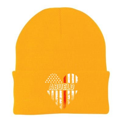 Proud Firefighter Abuelo American Flag Heart Gift Knit Cap Winter Beanie