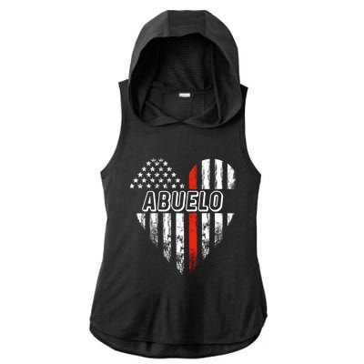 Proud Firefighter Abuelo American Flag Heart Gift Ladies PosiCharge Tri-Blend Wicking Draft Hoodie Tank