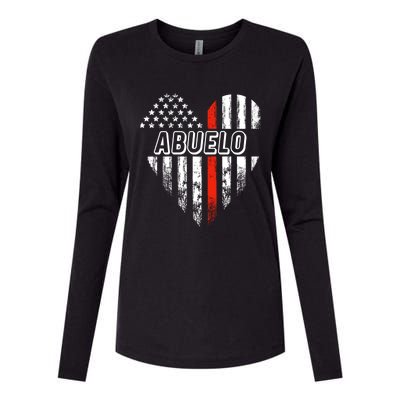 Proud Firefighter Abuelo American Flag Heart Gift Womens Cotton Relaxed Long Sleeve T-Shirt