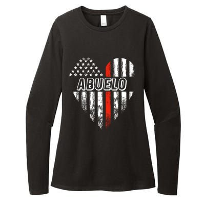 Proud Firefighter Abuelo American Flag Heart Gift Womens CVC Long Sleeve Shirt