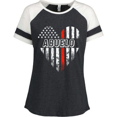 Proud Firefighter Abuelo American Flag Heart Gift Enza Ladies Jersey Colorblock Tee