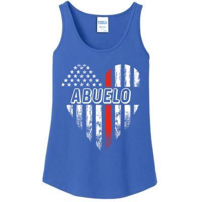 Proud Firefighter Abuelo American Flag Heart Gift Ladies Essential Tank