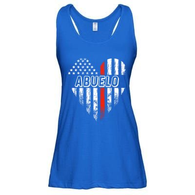 Proud Firefighter Abuelo American Flag Heart Gift Ladies Essential Flowy Tank