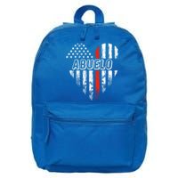 Proud Firefighter Abuelo American Flag Heart Gift 16 in Basic Backpack