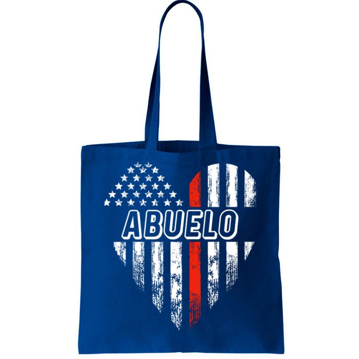 Proud Firefighter Abuelo American Flag Heart Gift Tote Bag