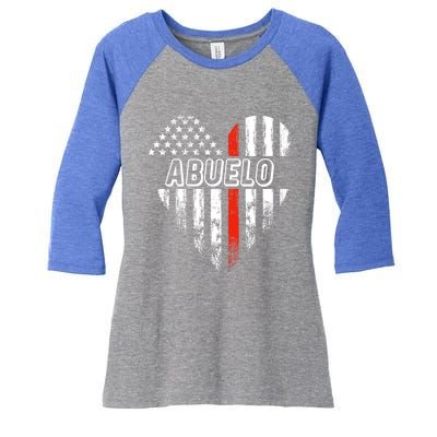 Proud Firefighter Abuelo American Flag Heart Gift Women's Tri-Blend 3/4-Sleeve Raglan Shirt