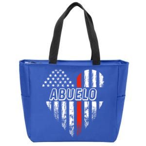 Proud Firefighter Abuelo American Flag Heart Gift Zip Tote Bag