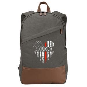 Proud Firefighter Abuelo American Flag Heart Gift Cotton Canvas Backpack