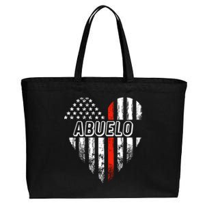 Proud Firefighter Abuelo American Flag Heart Gift Cotton Canvas Jumbo Tote