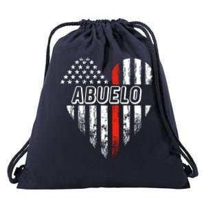 Proud Firefighter Abuelo American Flag Heart Gift Drawstring Bag