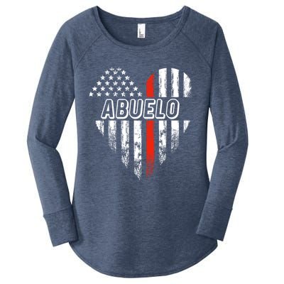 Proud Firefighter Abuelo American Flag Heart Gift Women's Perfect Tri Tunic Long Sleeve Shirt