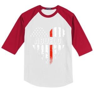 Proud Firefighter Abuelo American Flag Heart Gift Kids Colorblock Raglan Jersey